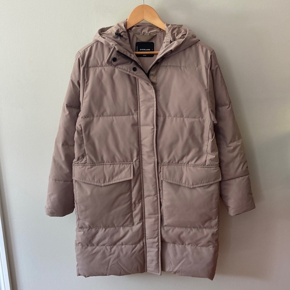 Everlane The ReNew Long Puffer Burnt Sugar Taupe Size Small - Picture 5 of 16